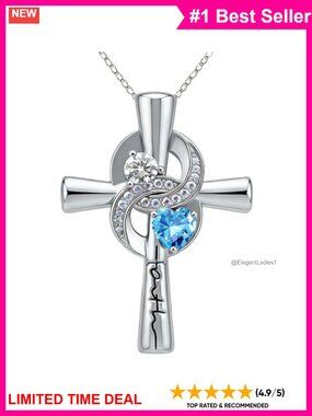 14K 18K Gold Plated Birthstone Cross Necklace Hypoallergenic